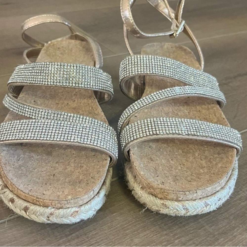 Kelly & Katie Silver Rhinestone Rose Gold Glam Shimmer Summer Sandals 8M - Picture 5 of 12